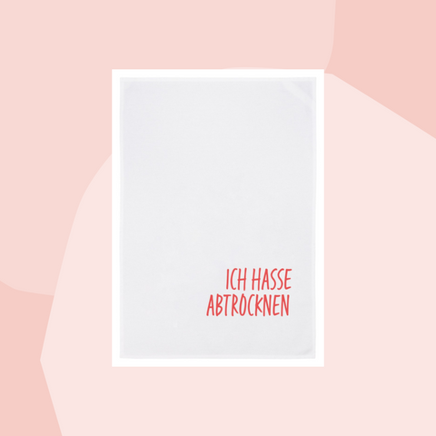 1730 Geschirrtuch Handtuch Baumwolle Aufdruck Ich hasse abtrocknen Geschenke Geschenkeladen Köln Feinkostladen Online Shop Gourmets