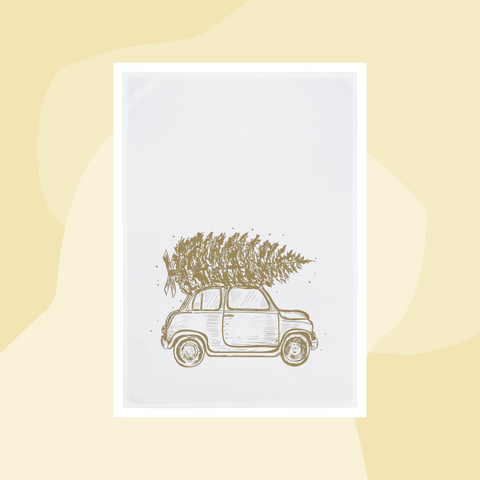 1730 Geschirrtuch Handtuch Baumwolle Aufdruck Rasender Weihnachtsbaum Geschenke Geschenkeladen Köln Feinkostladen Online Shop Gourmets