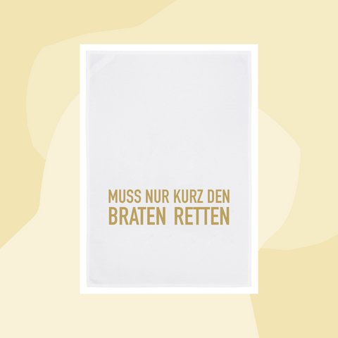 1730 Geschirrtuch Handtuch Baumwolle Aufdruck Braten gold Geschenke Geschenkeladen Köln Feinkostladen Online Shop Gourmets