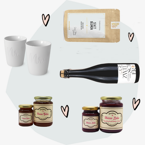 Geschenkbox zur Hochzeit Geschenke Geschenkideen Frühstück Partner Feinkost Feinkostladen Online Shop Concept Store Delikatessen