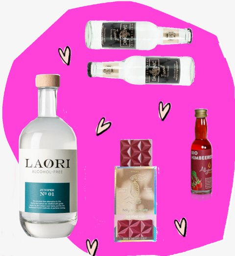 Geschenkbox Gin Tonic Laori Juniper Himbeer Feinkost Delikatessen Manufakturen Köln Online Shop Geschenke