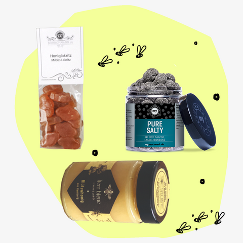 Geschenkbox Honig trifft Lakritz Feinkost Geschenke Spezialitäten Delikatessen Köln Manufakturen Gourmet Versand