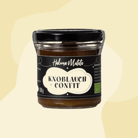 Hakuna Matata Knoblauch Confit Feinkost Delikatessen Spezialitäten handgemacht vegan Geschenke Online Shop Feinkostladen Köln