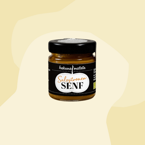 Hakuna Matata Senf Salzzitrone Feinkost Delikatessen Spezialitäten handgemacht vegan Geschenke Online Shop Feinkostladen Köln
