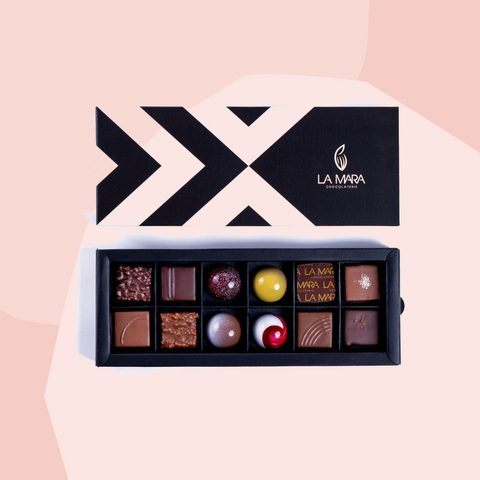 La Mara Pralinen vegan Geschenke Geschenkbox Feinkost Delikatessen Manufakturen Spezialitäten Geschenkbox Feinkostladen Online Shop Feinkostgeschäft Gourmet