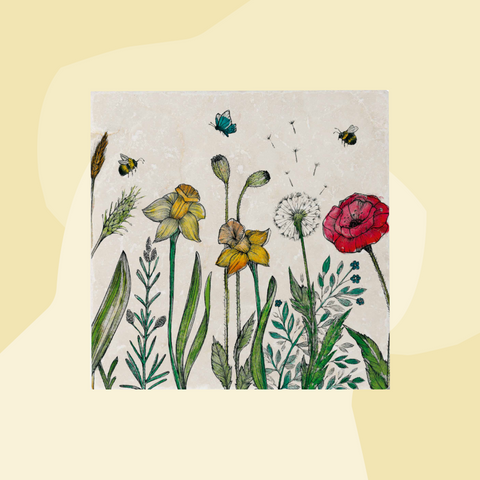 Ligarti Fliese Untersetzer Naturstein Blumen Wiese Frühling Feinkost Online Shop Geschenke Geschenkeladen Feinkostladen Köln Non-Food Foodies Gourmets