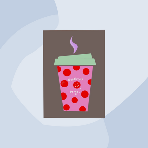Ute Arnold Postkarte Coffe Kaffee Hapiness to go Concept Store Feinkostladen Feinkost Geschenke Geschenkeladen Köln Online Shop Foodies Gourmets