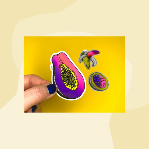 Frau Ines Glitzersticker Frucht Papaya Foodies Gourmet Geschenk Feinkost Feinkostladen Geschenkeladen Köln Online Shop