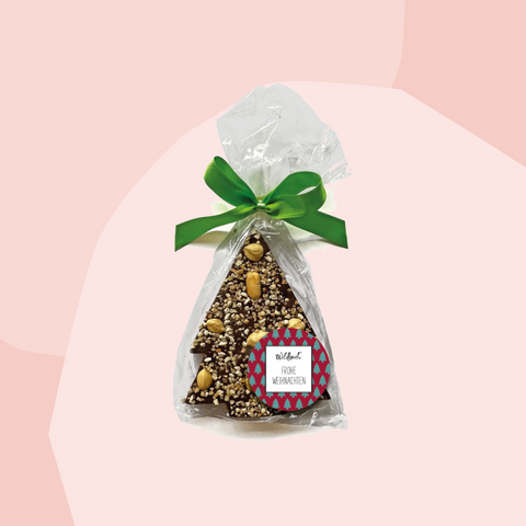 Wildbach Schokolade Weihnachtsbaum Tannenbaum Vollmilchschokolade Haselnüsse Krokant Feinkost Delikatessen Manufakturen Geschenke Köln Online Shop Smarties Schokolinsen Streusel