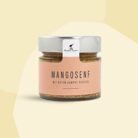 Mangosenf mit rotem Pfeffer Hennes Finest Feinkost Delikatessen Manufakturen Geschenke Köln Onlineshop