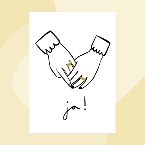 Postkarte zur Hochzeit Frau und Frau Lotta wünscht sich was Grafik Geschenke Köln Onlineshop
