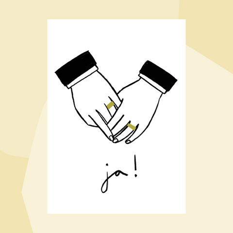 Postkarte zur Hochzeit Mann und Mann Lotta wünscht sich was Grafik Geschenke Köln Onlineshop