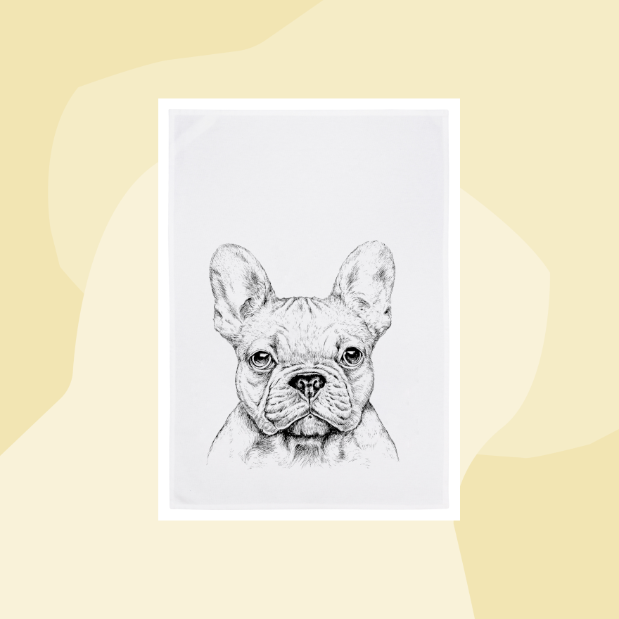 Geschirrtuch mit Aufdruck: Bulldogge