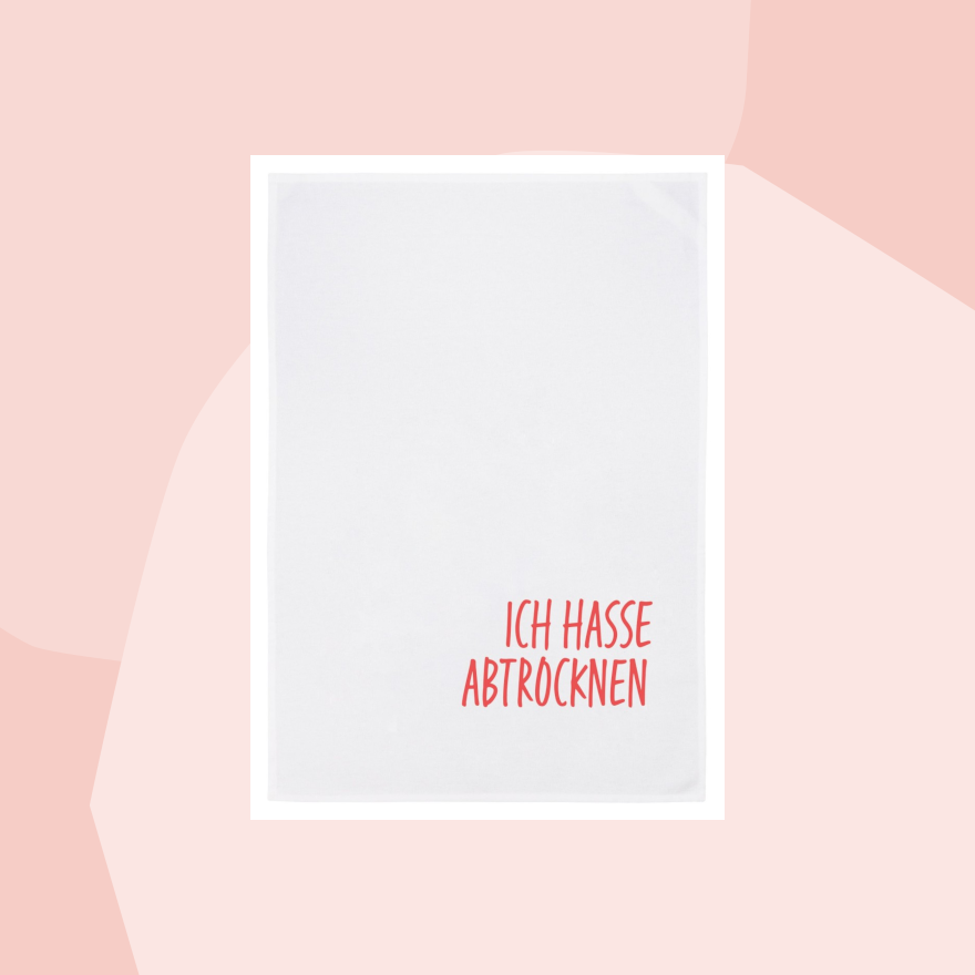 1730 Geschirrtuch Handtuch Baumwolle Aufdruck Ich hasse abtrocknen Geschenke Geschenkeladen Köln Feinkostladen Online Shop Gourmets