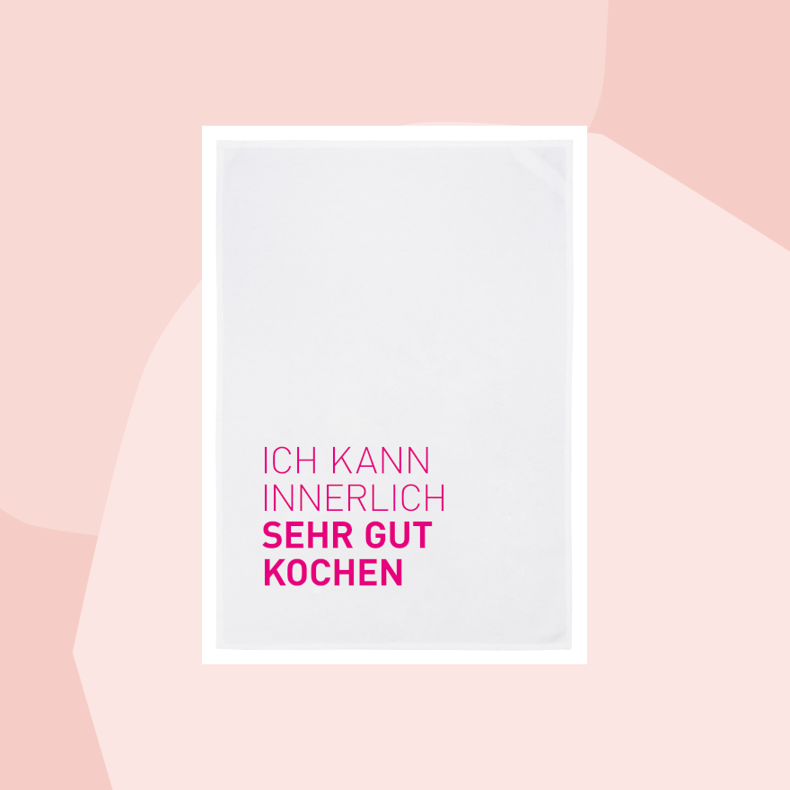 Geschirrtuch mit Aufdruck: Ich kann innerlich sehr gut kochen.