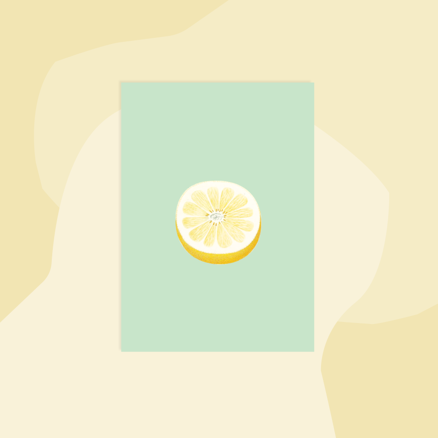 30x40 Postkarte Zitrone minimalistisch Non-Food Concept Store Feinkostladen Feinkost Geschenke Geschenkeladen Online Shop Foodies Gourmets