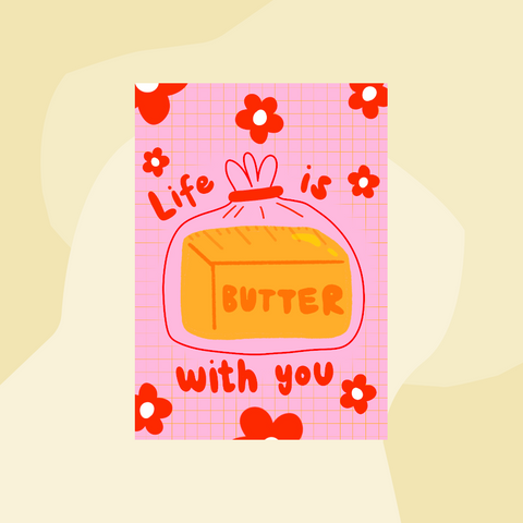 Studio Kumimi Postkarte Butter Life is butter with you Concept Store Feinkostladen Feinkost Geschenke Geschenkeladen Köln Online Shop Foodies Gourmets
