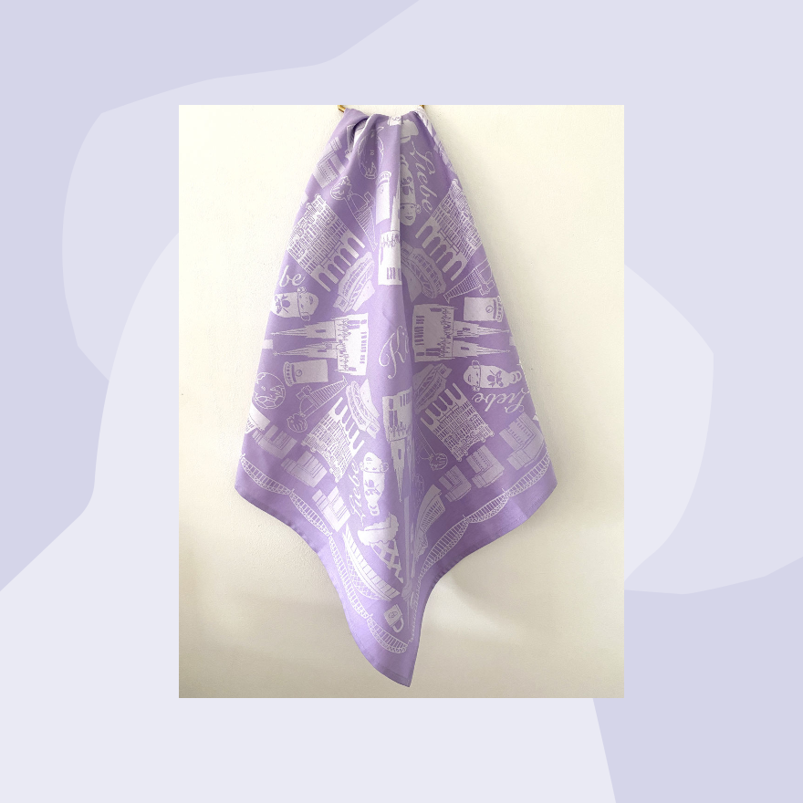 Eva Mackert Geschirrtuch Handtuch Geschirrtuch Abtrockner Flieder Baumwolle Aufdruck Geschenke Geschenkeladen Köln Feinkostladen Online Shop Gourmet