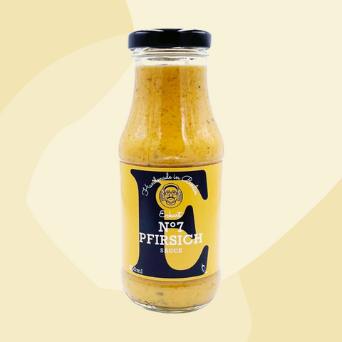 Eckart Saucen Pfirsich-Senf-Sauce Feinkost Geschenke Online Shop Delikatessen Manufakturen Spezialitäten Genuss Gourmet Versand