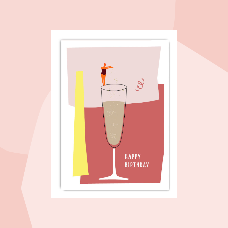 Fritzante Postkarte Happy Birthday neon Geburtstag