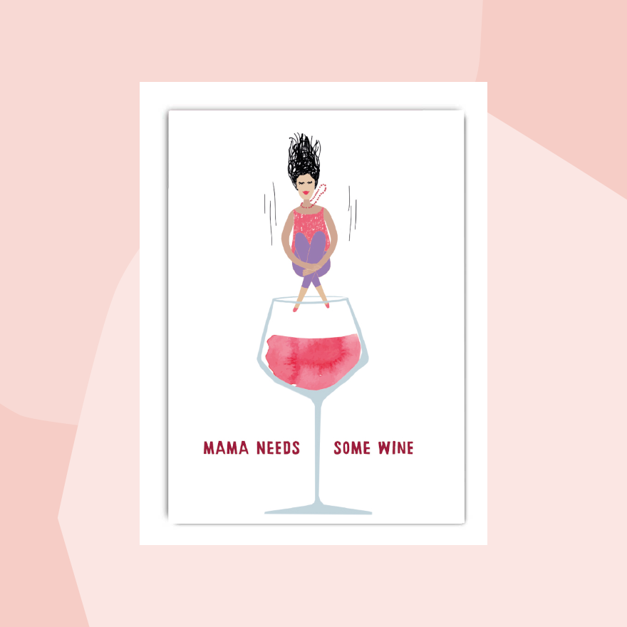 Fritzante Postkarte Mama Wein Wine