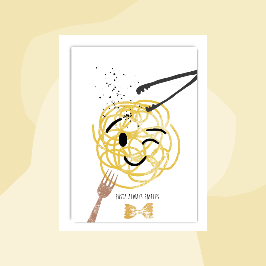 Fritzante Postkarte Nudeln Pasta always smiles