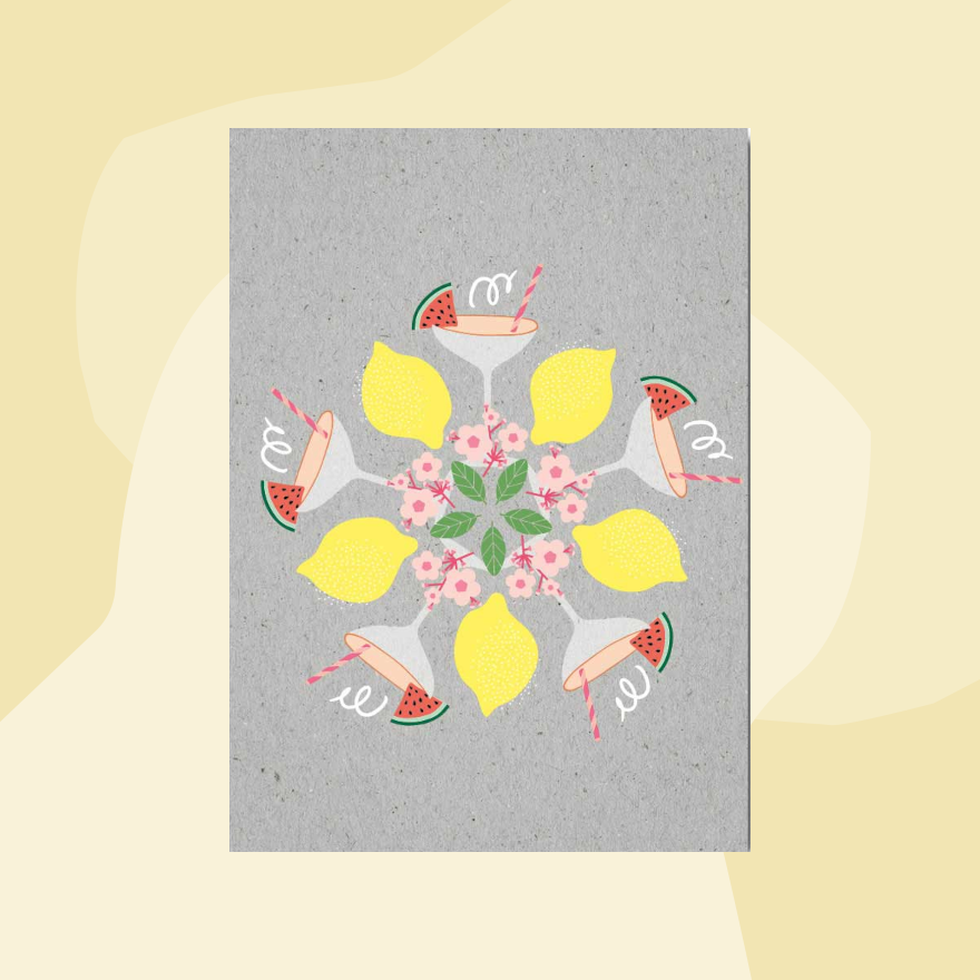 Fritzante Postkarte Zitronen Cocktails Kaleidoskop
