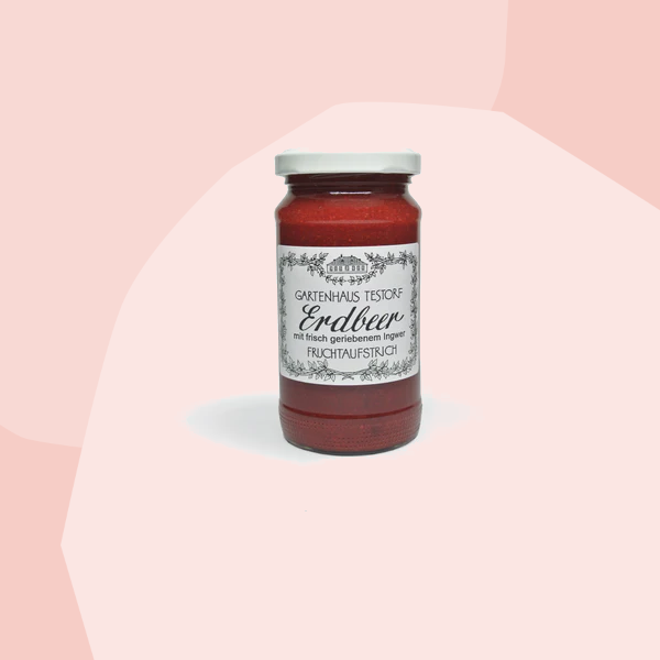 Gartenhaus Testorf Fruchtaufstrich Erdbeere Ingwer Feinkost Online Shop Delikatessen Spezialitäten Geschenke Feinkostladen Köln Gourmet Lebensmittel nachhaltig