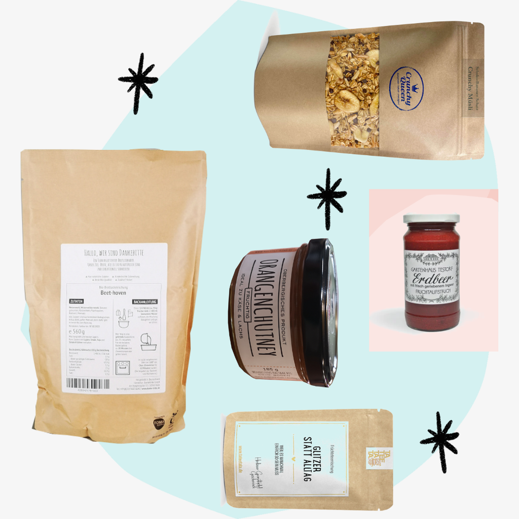 Geschenkbox Geschenkset Frühstück vegan Geschenke Köln Feinkost Online Shop Delikatessen Feinkostladen Concept Store