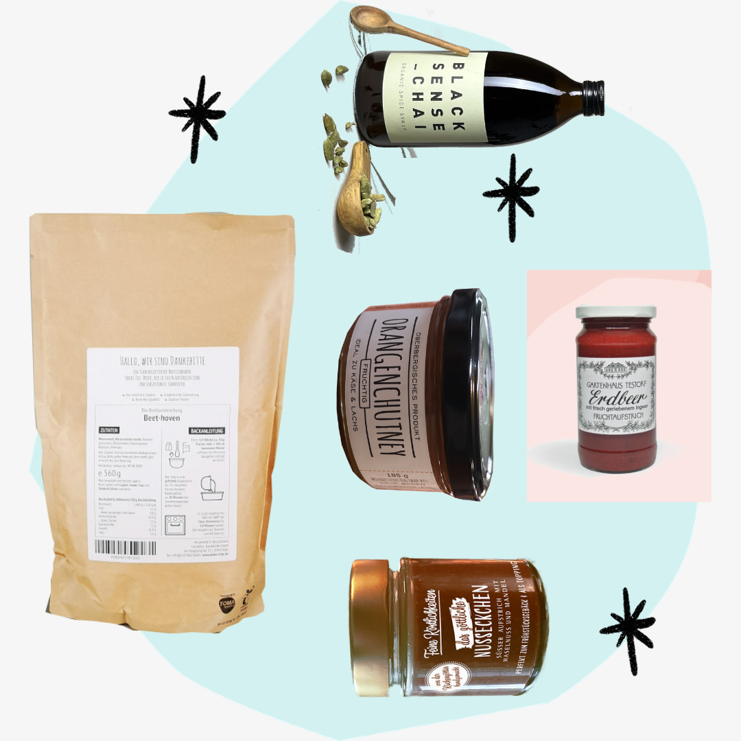 Geschenkbox vegan - vegane Delikatessen zum Frühstück
