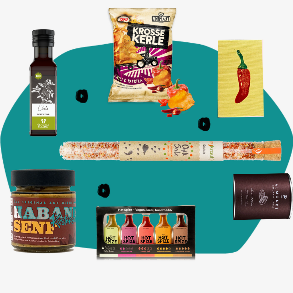 Chili Feinkost scharf Geschenkbox Geschenke Würziges Feinkostladen Köln Feinkostgeschäft Gourmet Mitbringsel Delikatessen Spezialitäten