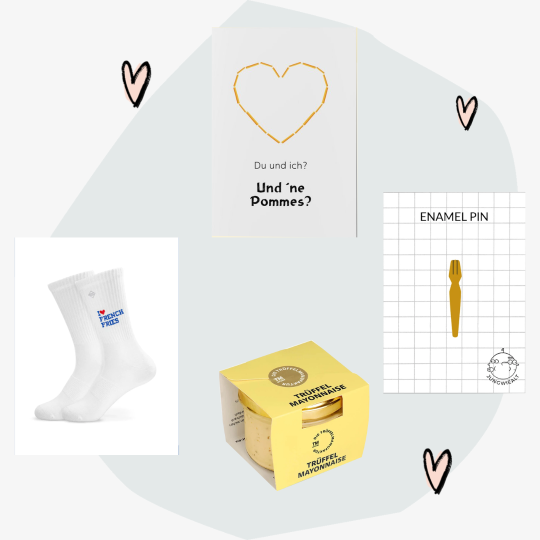 Pommes Geschenkbox Geschenke Geschenkset Pommes Liebe Feinkost Delikatessen Spezialitaten Delikatessen Feinkostladen Feinkostgeschäft Concept Store Köln Online Shop French Fries