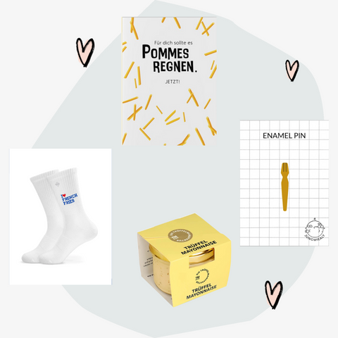 Pommes Geschenkbox Geschenke Geschenkset Pommes Liebe Feinkost Delikatessen Spezialitaten Delikatessen Feinkostladen Feinkostgeschäft Concept Store Köln Online Shop French Fries