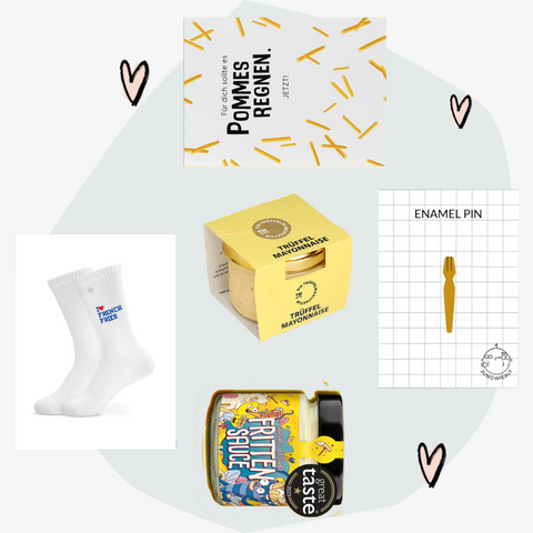 Pommes Geschenkbox Geschenke Geschenkset Pommes Liebe Feinkost Delikatessen Spezialitaten Delikatessen Feinkostladen Feinkostgeschäft Concept Store Köln Online Shop French Fries
