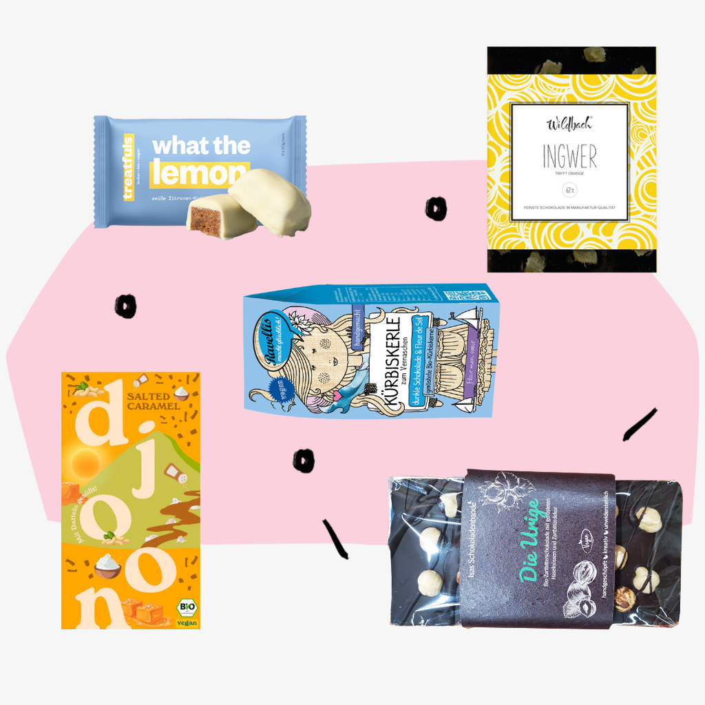 Geschenkbox Naschkatze Geschenkset Geschenke Süßigkeiten Schokolade Feinkost Online Shop Feinkostladen Köln Delikatessen Feinkostgeschäft Feinkostladen Spezialitäten vegan Concept Store