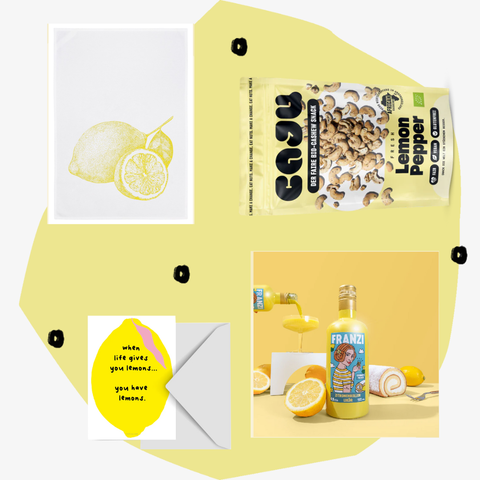 Geschenkbox Zitrone mit Alkohol Geschenke Feinkost Feinkostladen Köln Online Shop Gourmet Foodies Concept Store Delikatessen Spezialitäten Sommer