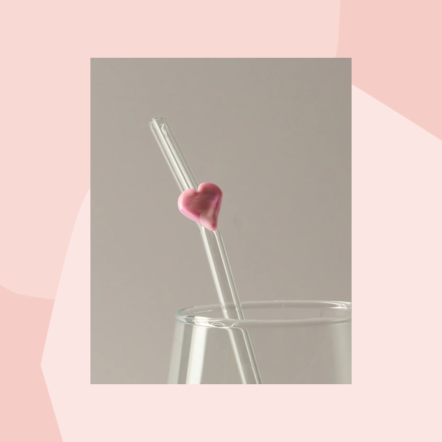 Glas Murano Glamuran Strohhalm Trinkhalm Herz rosa Muttertag Feinkost Online Shop Feinkostladen Geschenke  Geschenkeladen Köln Foodies Gourmets