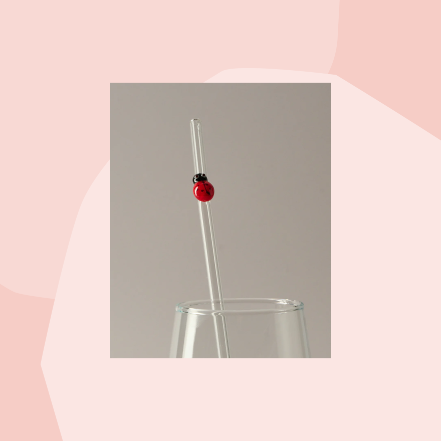 Glas Murano Glamuran Strohhalm Trinkhalm Marienkäfer Muttertag Feinkost Online Shop Feinkostladen Geschenke  Geschenkeladen Köln Foodies Gourmets
