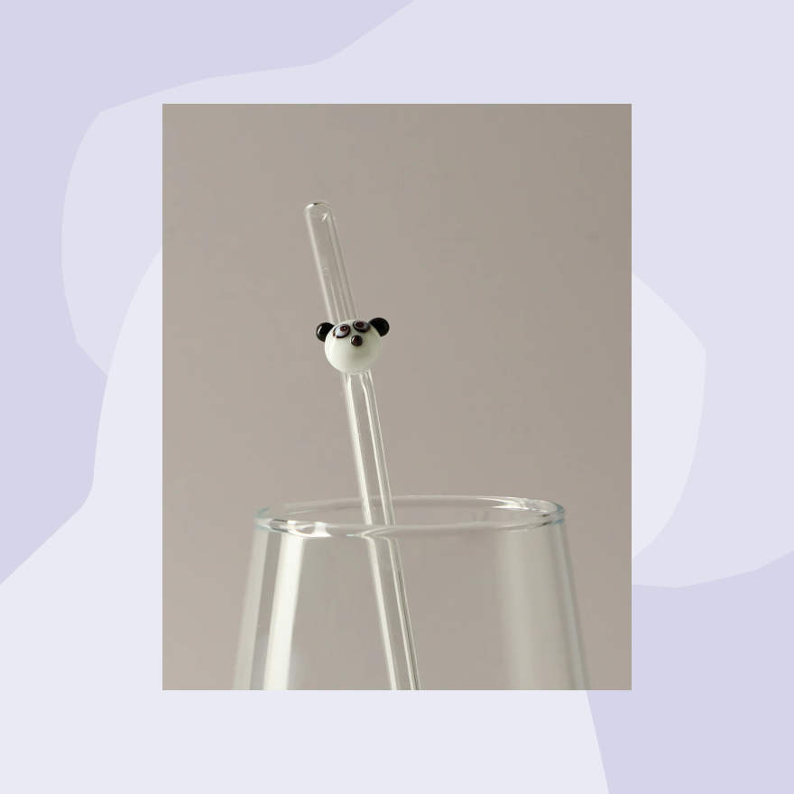 Glas Murano Glamuran Strohhalm Trinkhalm Panda Muttertag Feinkost Online Shop Feinkostladen Geschenke  Geschenkeladen Köln Foodies Gourmets