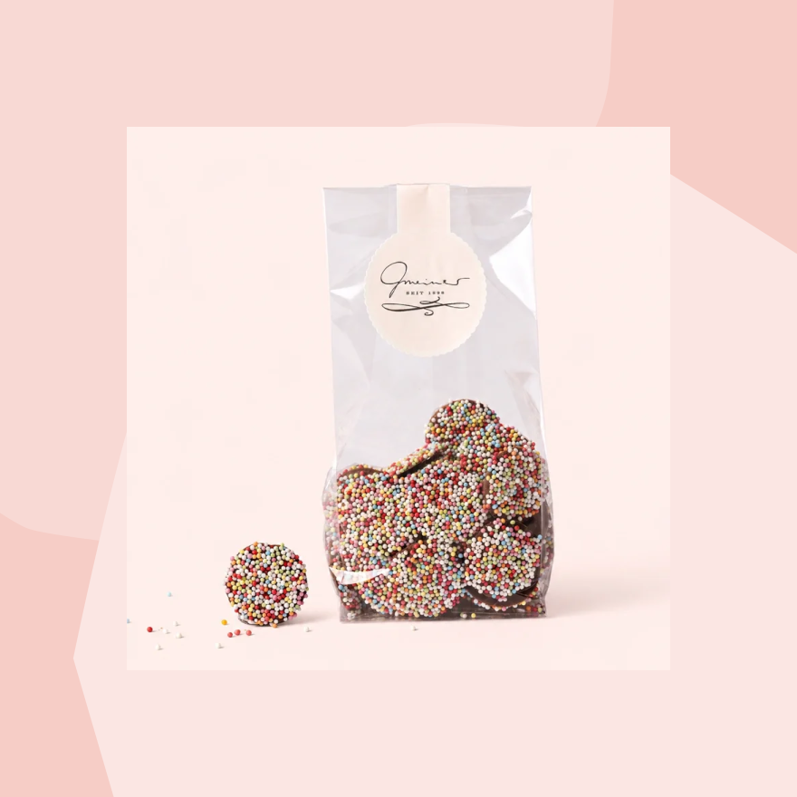 Schokotaler mit bunten Nonpareilles Gmeiner Confiserie