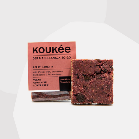 Koukee Berry Naughty Mandelsnack mit Beeren Erdbeere Himbeere Feinkost Online Shop Feinkostladen Geschenke Köln Manufakturen Spezialitäten Delikatessen vegan nachhaltig Lebensmittel