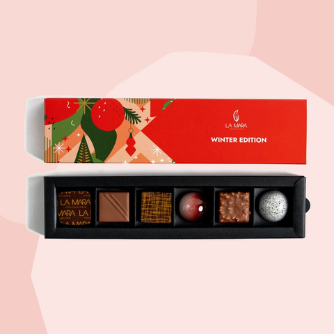 La Mara Pralinen vegan Geschenke Feinkost Online Shop Delikatessen Spezialitäten Köln Feinkostladen Weihnachten Foodies 6 Sorten