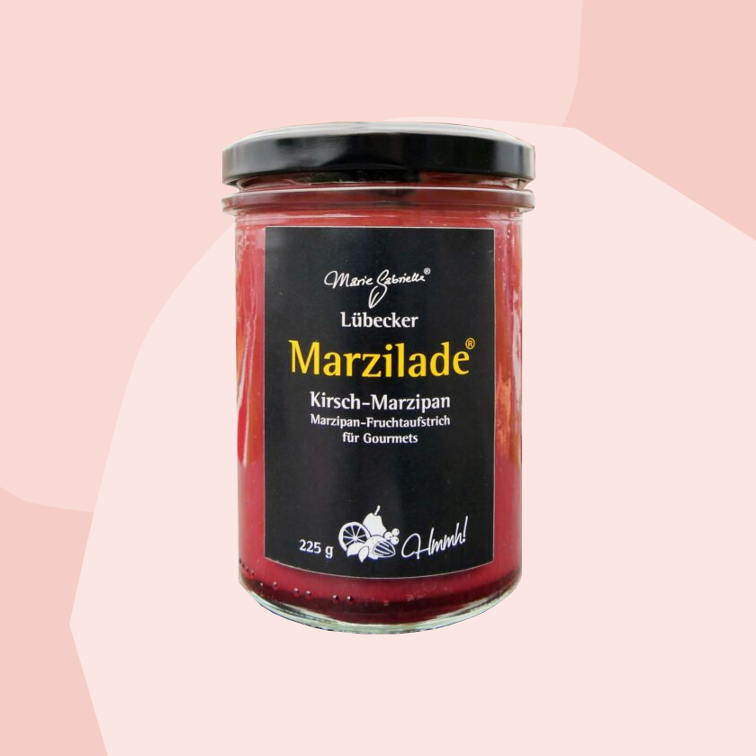 Marzilade Fruchtaufstrich Kirsche Marzipan Feinkost Online Shop Delikatessen Spezialitäten Geschenke Feinkostladen Köln Gourmet Lebensmittel nachhaltig