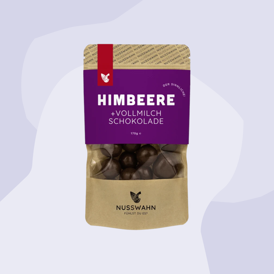Himbeeren in Vollmilchschokolade Nusswahn