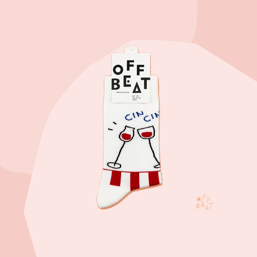 Sportsocken mit Stickerei: Cin Cin Offbeat