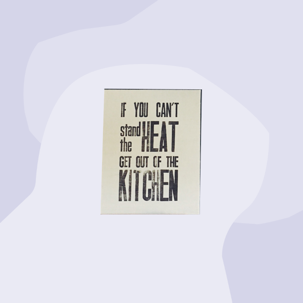 Papelami Kitchenprint Linoldruck Buchdeckel If you cant stand the heat get out of the kitchen Geschenke Feinkost Delikatessen Manufakturen Köln Onlineshop Foodies Gourmet Geschenkelaaden  Feinkostladen