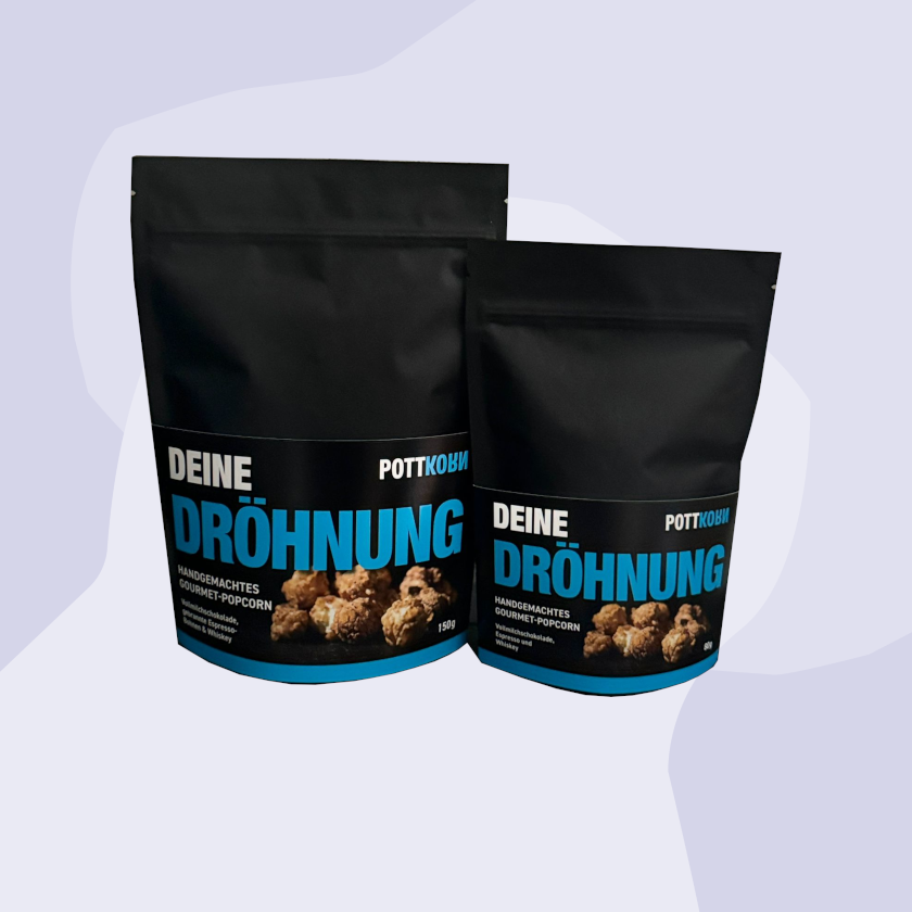 Popcorn Die Dröhnung mit Espressobohnen, Whisky und Vollmilchschokolade Pottkorn GmbH Feinkost Delikatessen Manufakturen Geschenke Köln Online