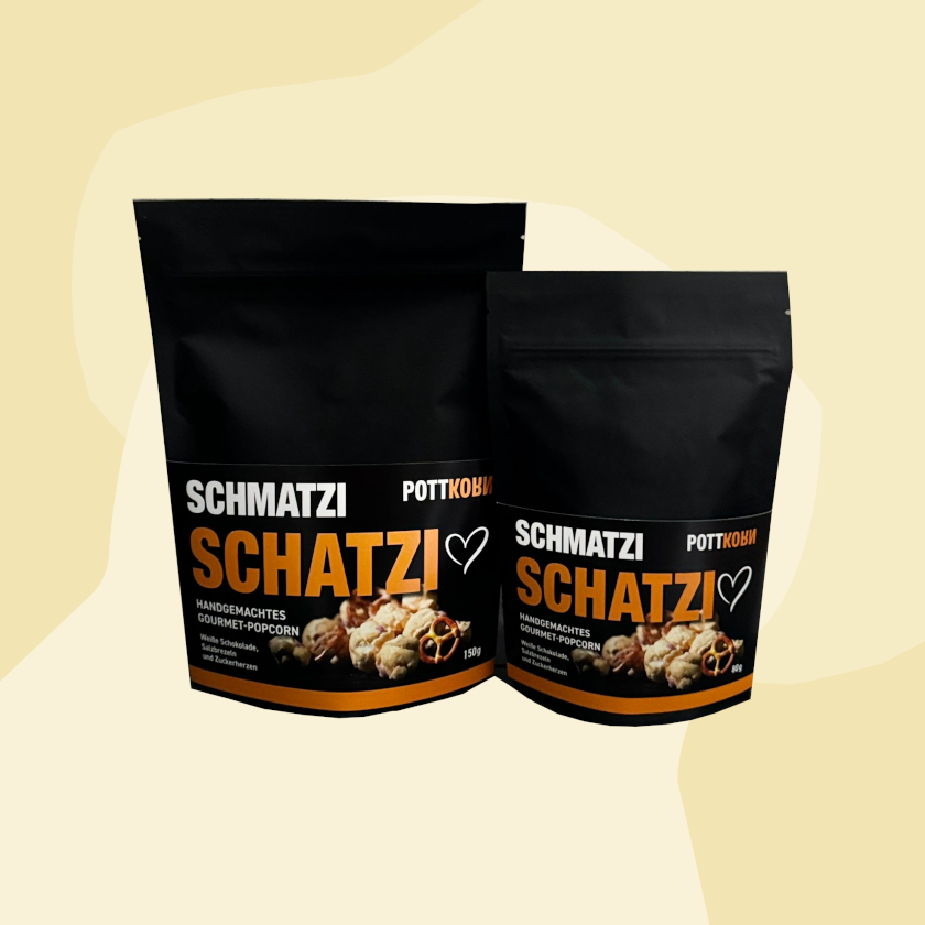 Popcorn "Schmatzi für Schatzi" mit weißer Schokolade, Zuckerherzen und Salzbrezeln Pottkorn GmbH Feinkost Delikatessen Manufakturen Geschenke Köln Online