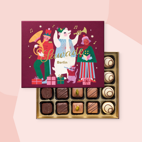 Sawade Berlin Pralinen Engel Geschenke Feinkost Online Shop Delikatessen Spezialitäten Köln Feinkostladen Weihnachten Foodies 5 Sorten
