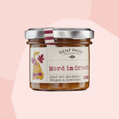 Senf Pauli Mord im Orient Feigen Senf Hamburg Feinkost Online Shop Feinkostladen Köln Manufakturen Gourmet Lebensmittel nachhaltig Essen Geschenke Geschenkbox Chili scharf würzig